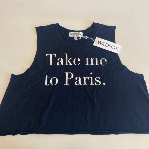 Wildfox Tops - Wildfox Take Me To Paris Tank Womens Small Baggy Beach Black Tank NWT